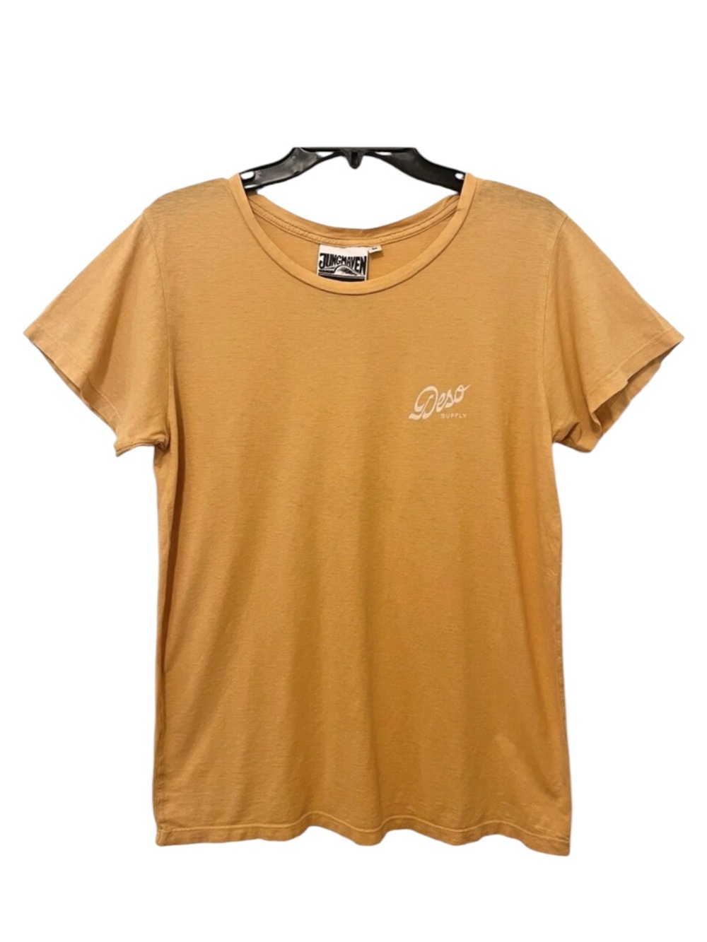 JUNGMAVEN x DESO SUPPLY Mustard Yellow Graphic Tee Shirt Organic Cotton/Hemp MED